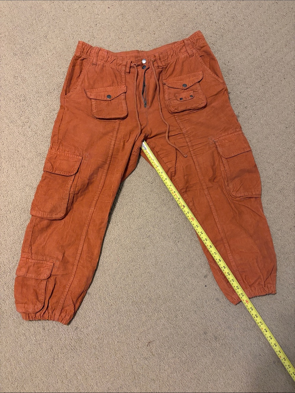 Free People Tahiti Cargo Pants—Orange Corded - Picture 8 of 11
